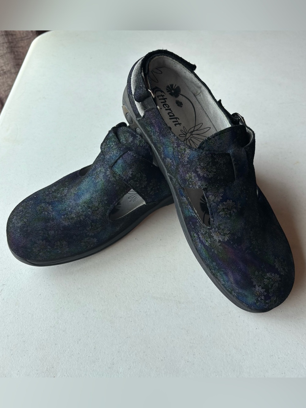 Therafit Haze Floral Mary Jane Clogs Shoes Womens 10.5 11 EUR 41 Comfort Leather